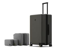 LEVEL8 Suitcase Hand Carry on Luggage with 4Pcs Organizer Set, Elegance Matt Design 100% PC Checked TSA Approved Trolley with 8 Spinner Wheels, 66CM, 65L, Olive Green