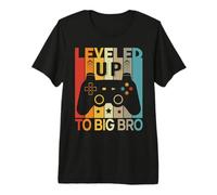 Leveled Up to Big Bro Retro Gaming Pregnancy Announcement Premium T-Shirt