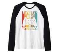 Leveled Up to Big Bro Retro Gaming Pregnancy Announcement Raglan Baseball Tee