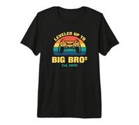 Leveled Up to Big Bro Squared 2026 Gamer Funny Twin Birth Premium T-Shirt