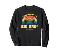 Leveled Up To Big Bro Squared 2026 Gamer Funny Twin Birth Sweatshirt