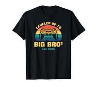 Leveled Up to Big Bro Squared 2026 Gamer Funny Twin Birth T-Shirt