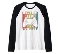 Leveled Up to Uncle Retro Gaming Pregnancy Announcement Raglan Baseball Tee