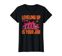 Leveling Up is Your Job Funny Evolution Gamer Value Graphic T-Shirt, Women, Black, L