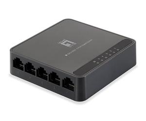 LevelOne 5-Port Gigabit Ethernet Switch, Black, 10/100/1000 Mbps, RJ45, Network Switch, Compatible with Desktop, Laptop, Server, Switch