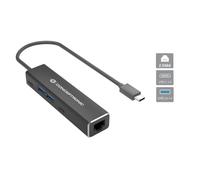 CONCEPTRONIC ABBY14B 2.5G Ethernet USB 3.2 Gen 1 Adapter with USB Hub, 2.5GbE, USB-A x 2, USB-C x 2