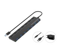 CONCEPTRONIC HUBBIES19BP 7-Port USB 3.0 HUB with Power Supply, 90 cm Cable, Individual Power Switch, USB 3.2 Gen 1