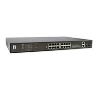 LevelOne GEP-2021 Network Switch Gigabit Ethernet/270W 20xPoE Outputs/ (10/100/1000)/ Power Over Ethernet (PoE) 1U/2 x Gigabit RJ45, 2 x Gigabit SFP, 802.3at/af PoE, 270W/Black