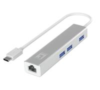 LevelOne USB-0504 Gigabit USB-C Network Adapter with USB Hub USB-C -> RJ45 10/100/1000.3 x USB 3.0, 0.15 m