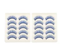 Levemolo 10 Pairs Blue Rhinestone False Eyelashes with Dramatic Sparkling Fiber Lashes and Secure Adhesion Technology for Model Makeup and Latin Dance Stage Performance