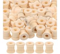 Levemolo 100 Pcs Beige Wood Spools Hour Glass Shaped Bobbins Smoothly Sanded DIY Craft Spools for Model Making and Craft Activities Thread Holders Random Color