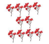 Levemolo 10pcs Artificial Red Fruit Artificial Plants Stems Pine Cone Decor Party Decorations Party Props Plastic Red Berry Twig Xmas Wreath Decor Berry Stems for Christmas Fake Branch