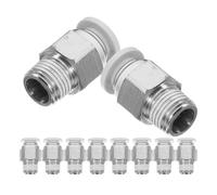 Levemolo 10pcs Push in Air Fittings with 1/8' Npt Thread for Air Pipelines, 6mm Push Fit Connector, Nickel Plated Brass Material, Secure and Tight Connection, for 3D Printer and Other