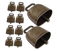 Levemolo 10pcs Rustic Iron Cow Bells Loud Bronze Grazing Bells for Cattle Sheep Horses Outdoor Weather-resistant Farm Livestock Control and Festive Decoration