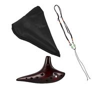 Levemolo 12-hole Alto C Ocarina Ceramic Flute Red Brown Straw Smoked Musical Instrument for Students and Children Beginner Folk Wind Instrument