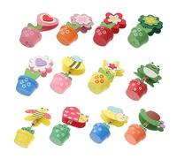 Levemolo 12Pcs Cartoon Flowerpot Photo Holder Clips Wooden Business Card Stand Memo Note Display Decorative Place Card Holders for Party Home Office Random Style
