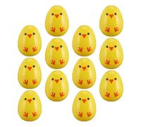 Levemolo 12pcs Plastic Easter Eggshells with Chick Design, Decorative Opening Eggs for Party Supplies, for Easter Egg Hunt and Photography Props, Yellow Colour