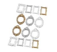 Levemolo 14pcs Mini Resin Frames Ornaments for DIY Crafts Making and Phone Case Decor, Square and Oval Shapes in Retro Style, for Miniature Picture Frame Projects