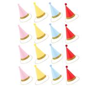 Levemolo 16pcs Multi-color Dog Birthday Party Hats for Small Dogs and Cats Cute Mini Cone Hats with Pom Poms Comfortable Fit for Puppies Kittens and Pet Celebrations