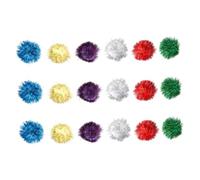 Levemolo 18pcs Glitter Tinsel Pom Pom Balls Cat Interactive Playthings for Indoor Cats Kitten Chase and Pounce Pet Supplies Random Color