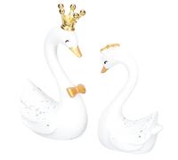 Levemolo 1Pair Resin Swan Figurine Ornaments Decorative Swan Statue Crafts for Home Office Cake Decorations and Photography Props Elegant Garden Figurines