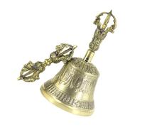Levemolo 1pc Brass Five-strand Vajra Bell for Buddhism Ceremonies Nepalese Bell Unique Patterns for Meditation and Spiritual Practices Produces Sound and Echo