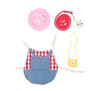 Levemolo 1set Adorable Bunny Outfit with Leash and Hat for Pets Cute Plaid Design Easy to Wear Clothing for Pets and Outdoor Adventures