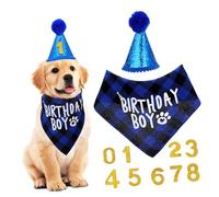 Levemolo 1set Dog Birthday Costume Accessories Comfortable Bandana Matching Party Hat Festive Design for Pet Birthday Celebrations Suitable for Breeds and Ages
