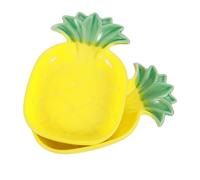 Levemolo 2 Pcs Ceramic Pet Food Bowls Pineapple Shaped Small Animal Feeding Dish for Hamsters Rabbits Leakproof Safe for Cage Use