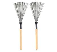 Levemolo 2 Pcs Jazz Drum Wire Brushes Wooden Handles, Steel Wire Percussion Drum Stick Brushes for Band Practice and Live Performance