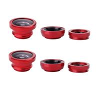 Levemolo 2 Sets Cell Phone Camera Kit Wide Angle Macro Fish Eye Lenses with Red Black Clamp for Landscape and Close-up Photography