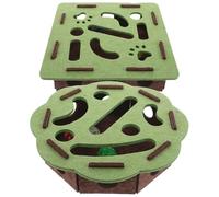 Levemolo 2 Sets Felt Cat Puzzle Maze Box Indoor Interactive Kitten Square and Flower Shape Cat Exercise Puzzle Game Enrichment Activity