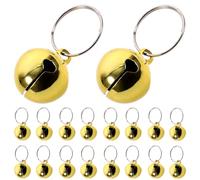 Levemolo 24Pcs 14Mm Gold Collar Bells with Ring for DIY Crafts Christmas Decorations Keychain and Pet Dog Cat Collar Bells Multi-Use Hanging Small for Festival and Handmade Projects