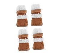 Levemolo 2pairs Pet Skid Warm Boots for Dogs Protective Shoes for Outdoor Winter Walking Breathable Design Khaki for Puppies and Adult Dogs