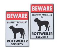 Levemolo 2pcs Beware of Dogs Signs for Fence Outdoor Dog Warning Property Notice Do Not Enter Caution Plaque with Rottweiler Will Bite Alert for Home Security