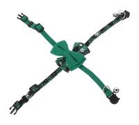 Levemolo 2pcs Breakaway Cat Collars with Bow Tie and Safety Bell, Adjustable Kitten Collar Set in Green and Solid Green, Decorative Pet Costume Accessories for Small Cats and Puppies