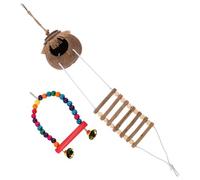 Levemolo 2pcs Coconut Shell Bird Nest Ladder for Parrots Parakeets and Lovebirds Natural Insulation for Indoor and Outdoor Use
