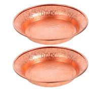 Levemolo 2pcs Copper Decorative Bowl: Hammered Finish Pure Copper Bowl Serving Nuts Plate Salad Fruits Dish Tibetan Offering Plate for Kitchen Table 10.9cm/4.29in