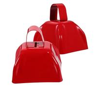 Levemolo 2pcs Decorative Metal Cowbells with Handle Crisp Sound Noise Makers for Celebrations Sports Events and Festivals Sturdy Square Design for Cheering and Home