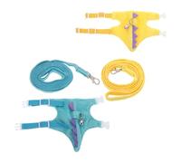 Levemolo 2pcs Dinosaur Small Pet Harness and Leash Set with Bell, Pressure-free Comfort and Quick On/off, Made of Short Plush and Non-woven Fabric for Outdoor Walks in Settings