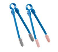 Levemolo 2pcs Dog Tear Stain Brush and Eye Comb, Ergonomic Soft Pet Grooming Comb for Daily Use, Small Cleaning Brush for Cats and Dogs, Pink and Grey