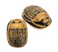 Levemolo 2pcs Egyptian Scarab Beetle Resin Figurines with Exclusive Ancient Patterns Smooth Texture Decorative Statues for Home Office Car Ornament Collectible Egyptian Art Sculpture
