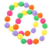 Levemolo 2Pcs Elastic Cat Collars with Plush Balls Colorful Dog Collar Decor for Kittens Puppies Cute Cartoon Design for Festive Occasions Parties Everyday Wear