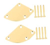 Levemolo 2pcs Electric Guitar Neck Plate Bass Guitar Neck Strengthening Joint Plate Easy Installation Compatible Various Models Golden