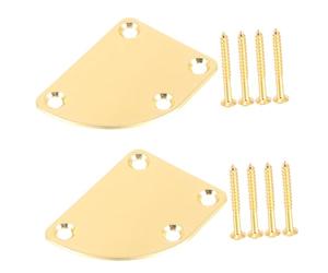 Levemolo 2pcs Electric Guitar Neck Plate Bass Guitar Neck Strengthening Joint Plate Easy Installation Compatible Various Models Golden