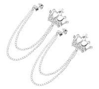 Levemolo 2pcs Elegant Silver Crown Collar Clip Brooch for Men with Alloy and Rhinestones, Quick Clip-on Design that Will Not Damage Fabric, for Costume Parties and Casual Outfit