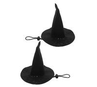 Levemolo 2pcs Halloween Pet Costume Witch Hats for Dogs Medium Black Elastic Puppy Headdress for Halloween Party Decor