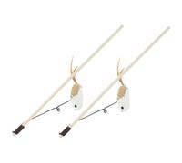 Levemolo 2pcs Interactive Cat Teaser Toys with and Bell Funny Teasing Sticks for Indoor and Self-amusing Design for Cats Engaging Pet Fun with Mouse Accessories