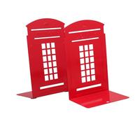 Levemolo 2pcs Iron Book Ends Telephone Booth Shape Vintage Retro Crafted Book Organizer Sturdy Holder for Shelf Convenient Ends Home Office Decor