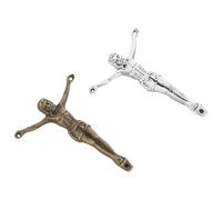 Levemolo 2pcs Men S Vintage Crucifix Pendant Solid Alloy Jesus Figure Charm for Necklace Bracelet DIY Jewelry Projects Classic Cross Accessories